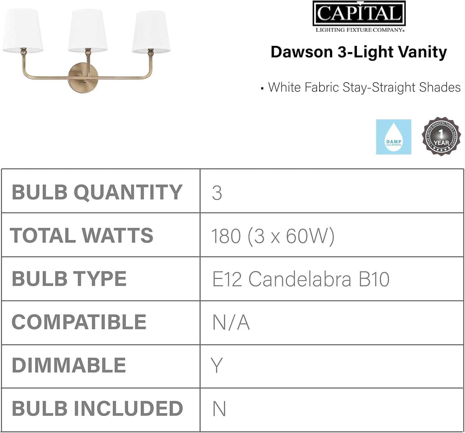 Capital Lighting - Dawson - 3 Light Transitional Bath Vanity Approved for Damp