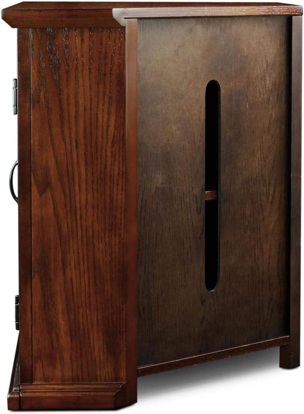 Leick Home 80386 Leaded Glass Corner TV Stand with Enclosed Storage For 60" TV's, Burnished Oak