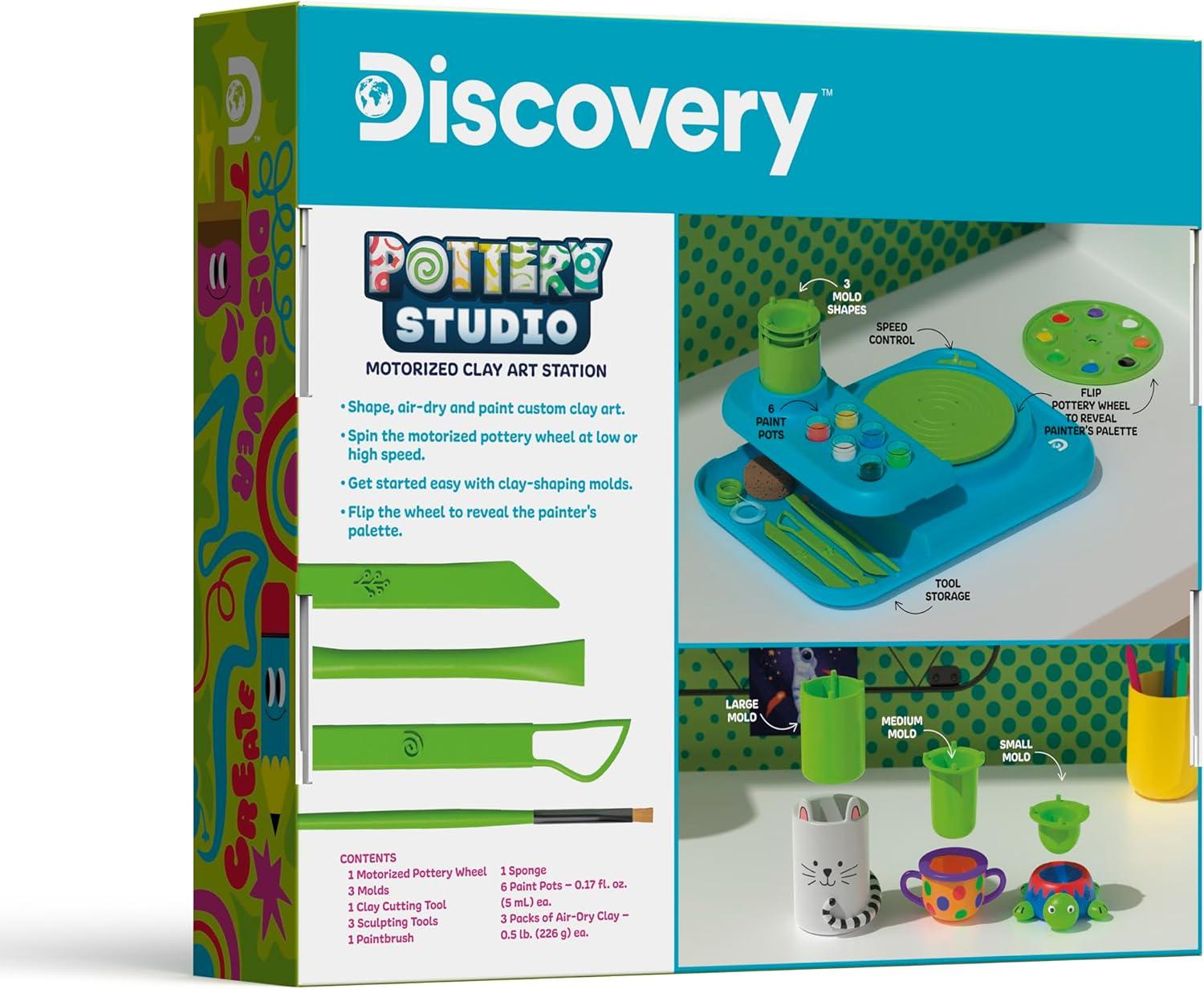 Discovery Kids Motorized Pottery Studio with Tools and Paints