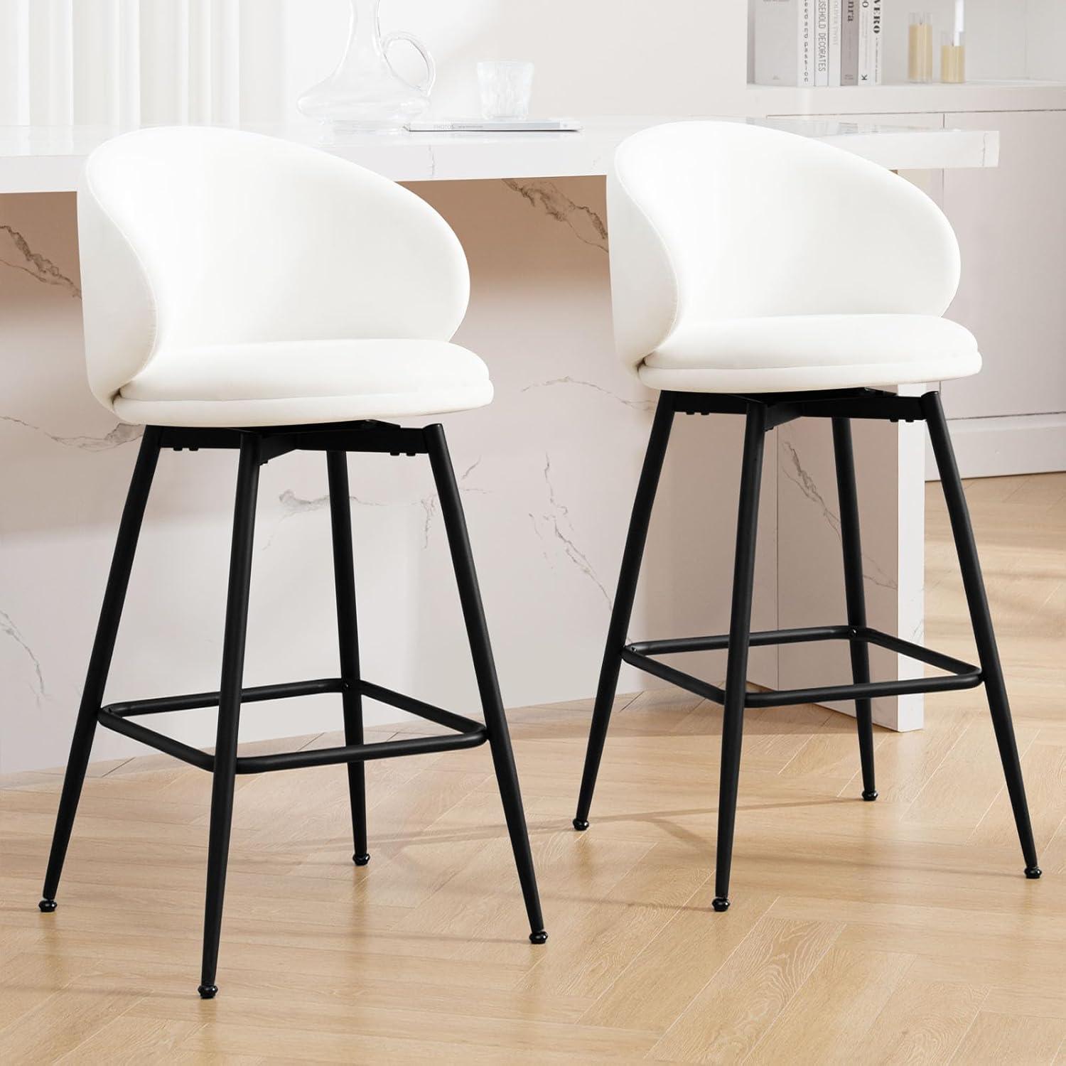 Corrigan Studio® Swivel Upholstered Counter Height Bar Stools (Set of 2)
