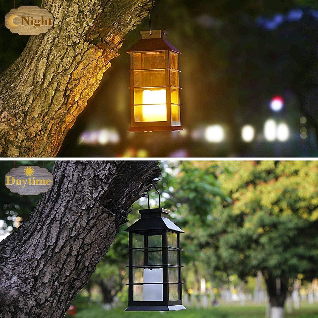 Black Antique LED Flameless Candle Solar Lanterns, Set of 2