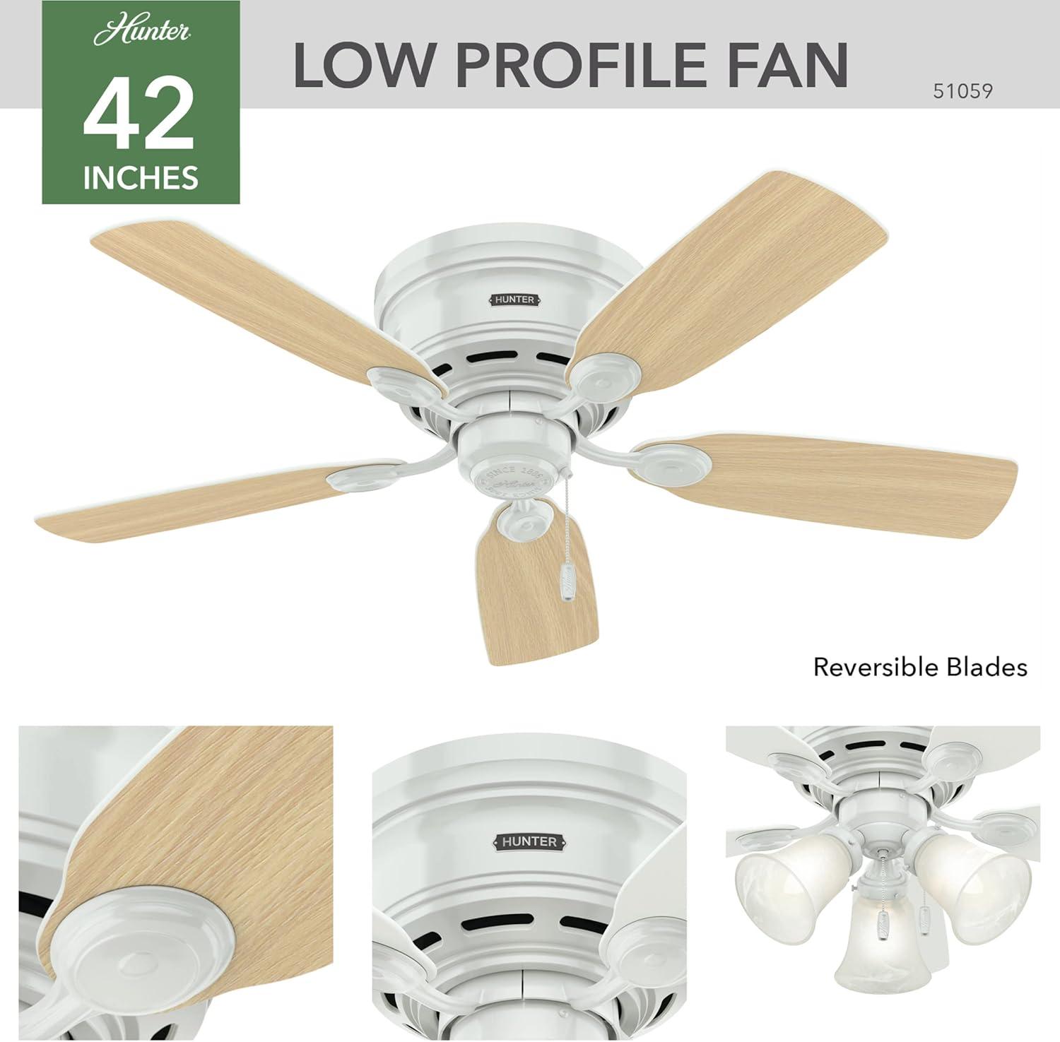 42" Low Profile IV 5 - Blade Ceiling Fan with Pull Chain