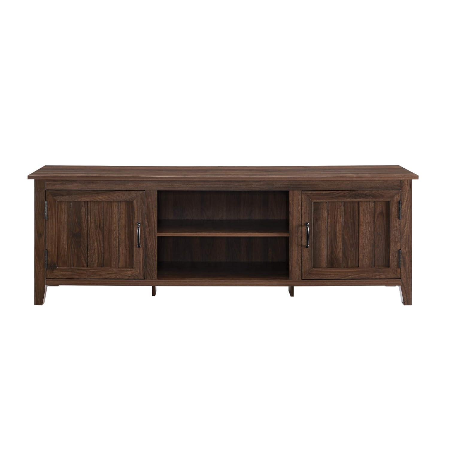 Walker Edison Farmhouse Grooved Door TV Stand for TVs up to 80", Dark Walnut