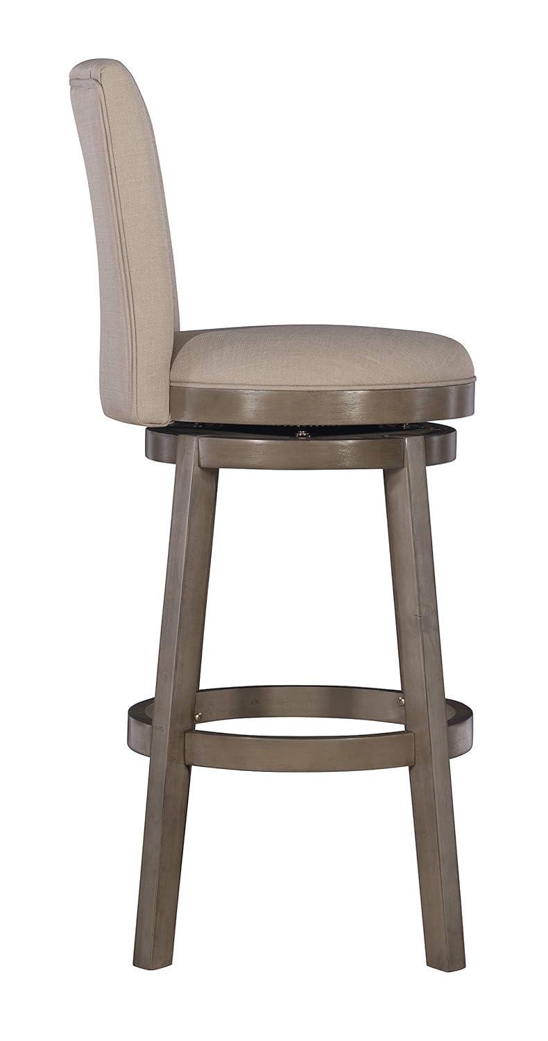 Linon Davis Round 32" Mid Back Swivel Bar Stool, Rustic Taupe/Beige