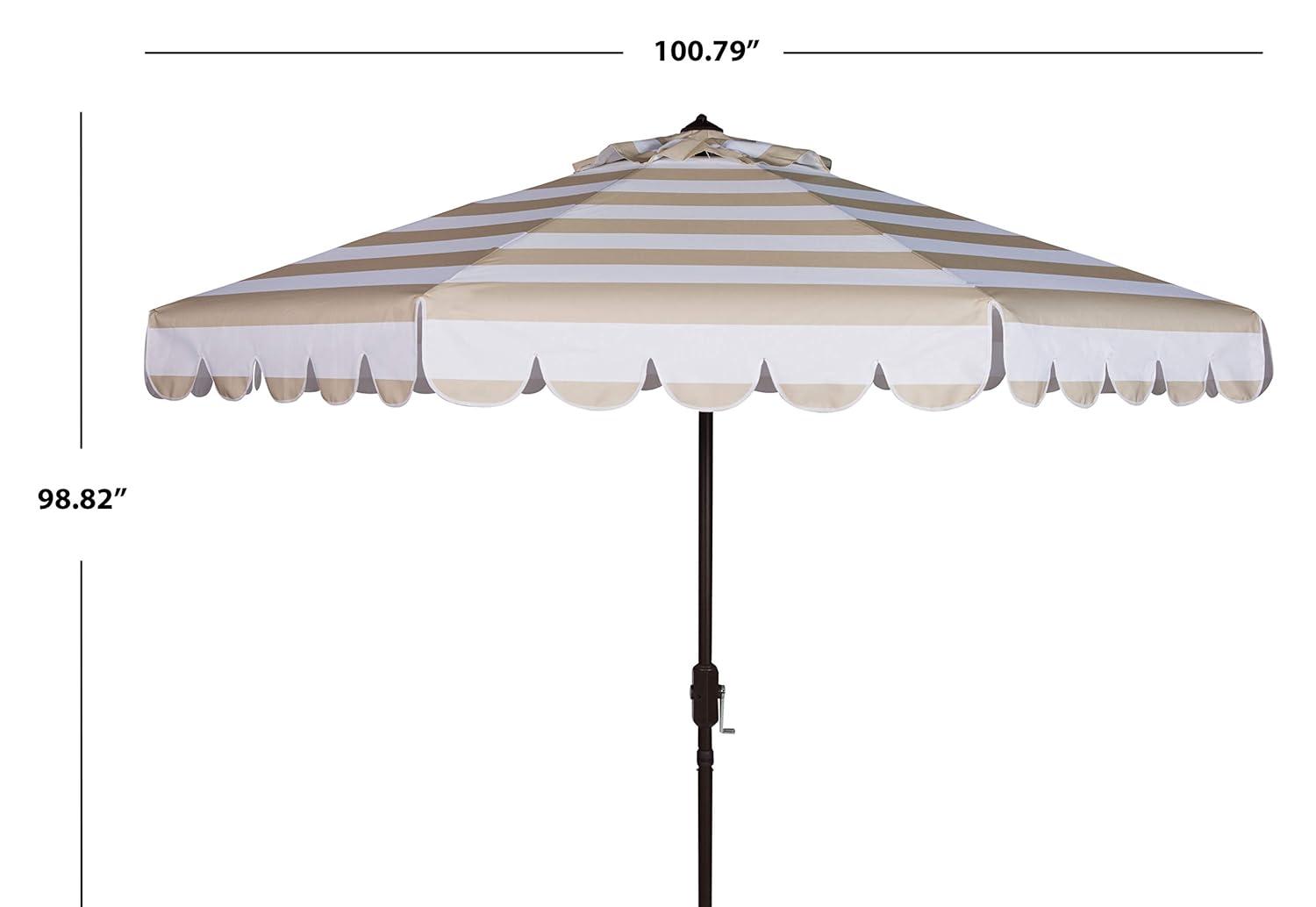 Maui Single Scallop Striped 9Ft Crank Push Button Tilt Umbrella - PAT8011 - Orange - Safavieh