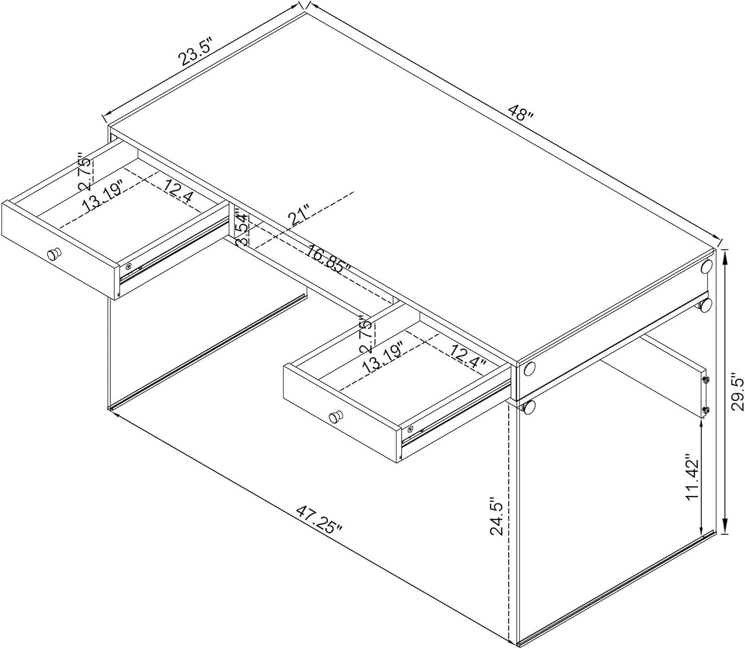 47.6" W Rectangle Writing Desk