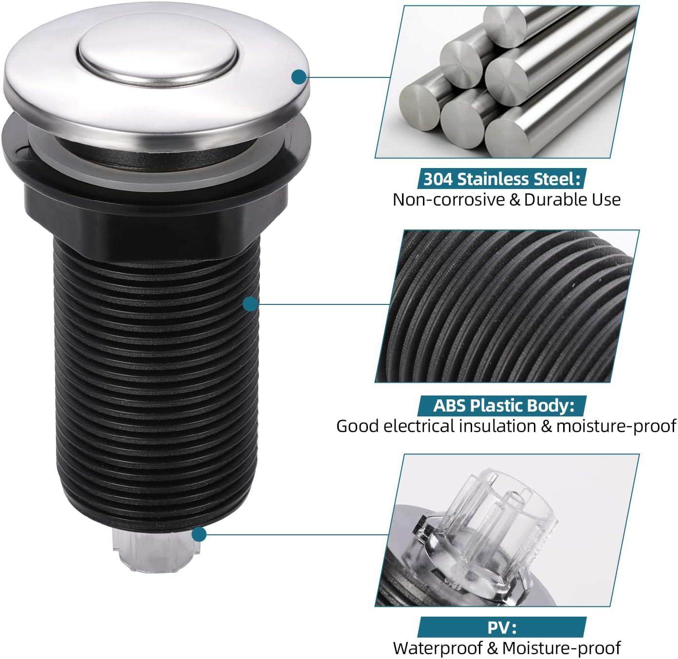 Kraus KRAUS Garbage Disposal Air Switch Kit with Push Button, AC Adapter, Power Cord, and Air Tube Included