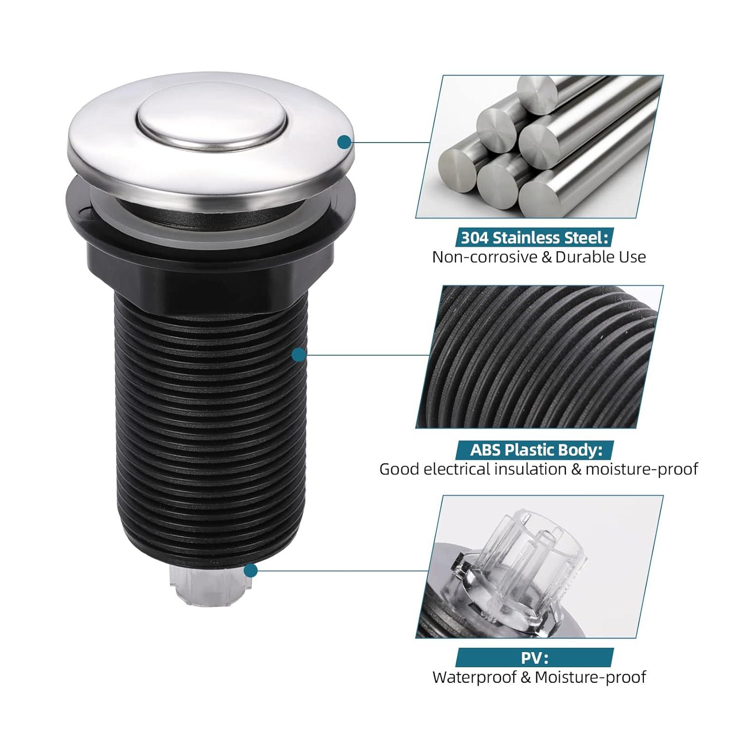 Kraus KRAUS Garbage Disposal Air Switch Kit with Push Button, AC Adapter, Power Cord, and Air Tube Included