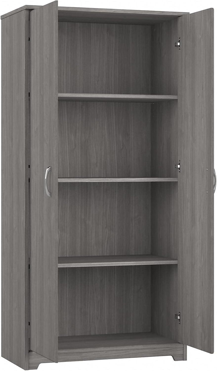 Cabot Tall Bathroom Storage Cabinet with Doors in Modern Gray - Engineered Wood