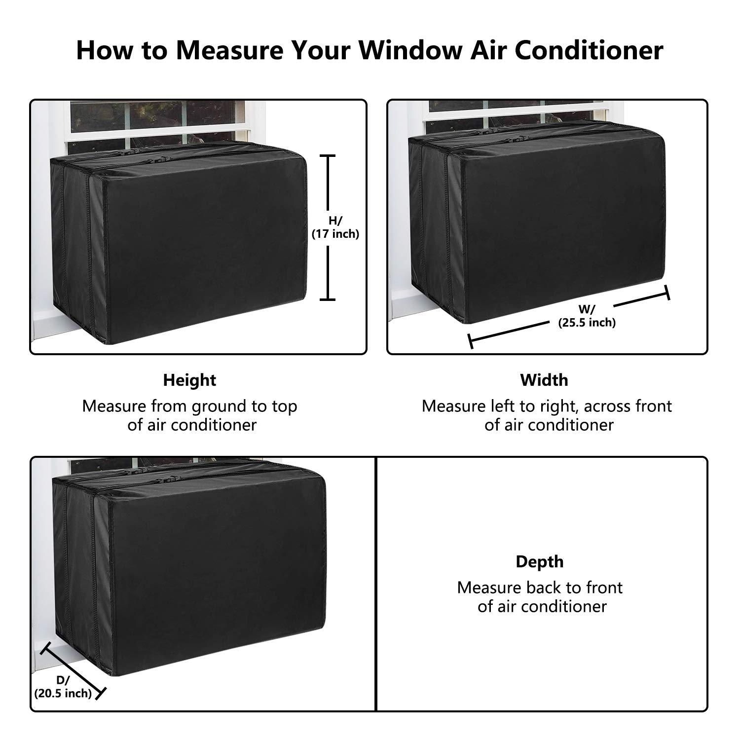 Aozzy Air Conditioner Covers For Window Units Ac Covers For Outside Unit Winter Outdoor Heavy Duty Waterproof Insulation Defender With Adjustable Straps 25.5"W x 17"H x 20.5"D Inches