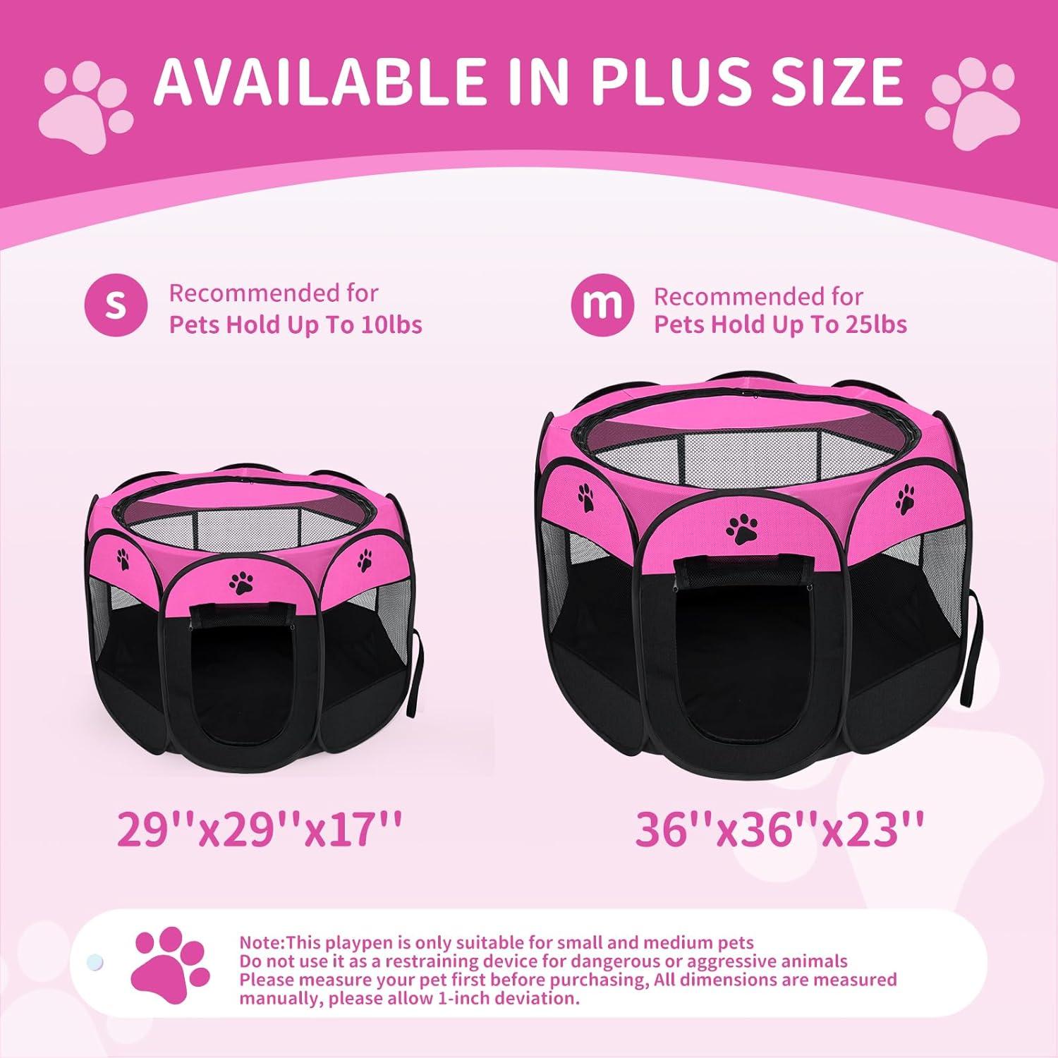 Pet Cat Playpen for Indoor Cats Enclosed, Portable Foldable Dog Playpen Outdoor with Zipper Top Cover Door for Dogs, Cats, Small Animals