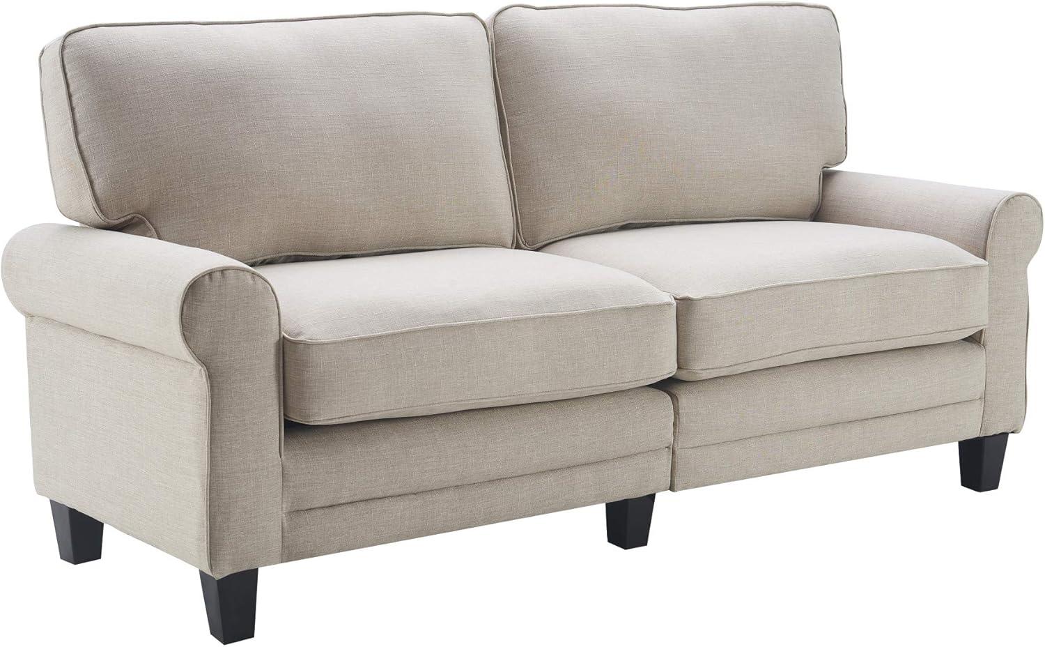 Copenhagen 73" Light Gray Fabric Sofa with Pillowed Back and Rounded Arms