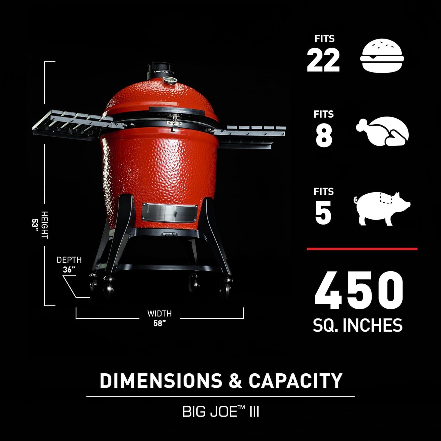 Kamado Joe BigJoe III 24-inch Charcoal Grill in Red