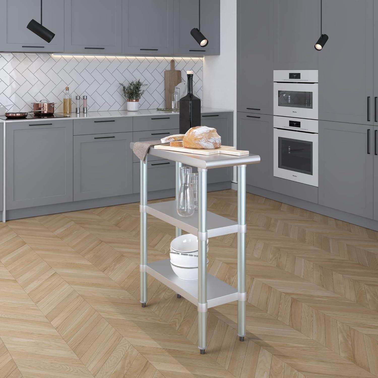 Stainless Steel Work Table with 2 Shelves