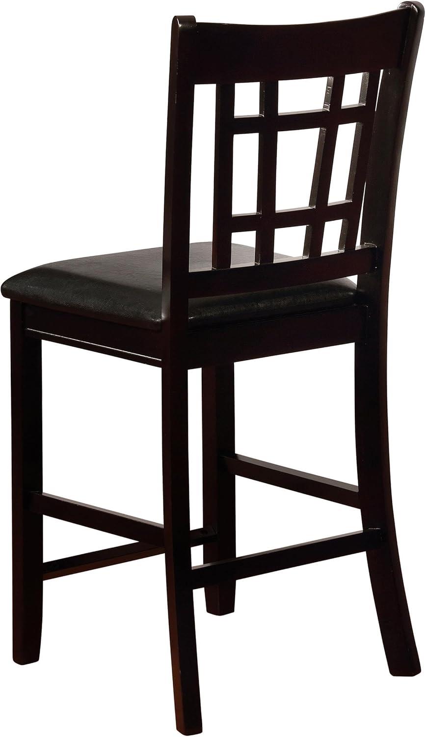 Espresso Oak Veneer Counter Height Dining Set with Black Fabric Chairs