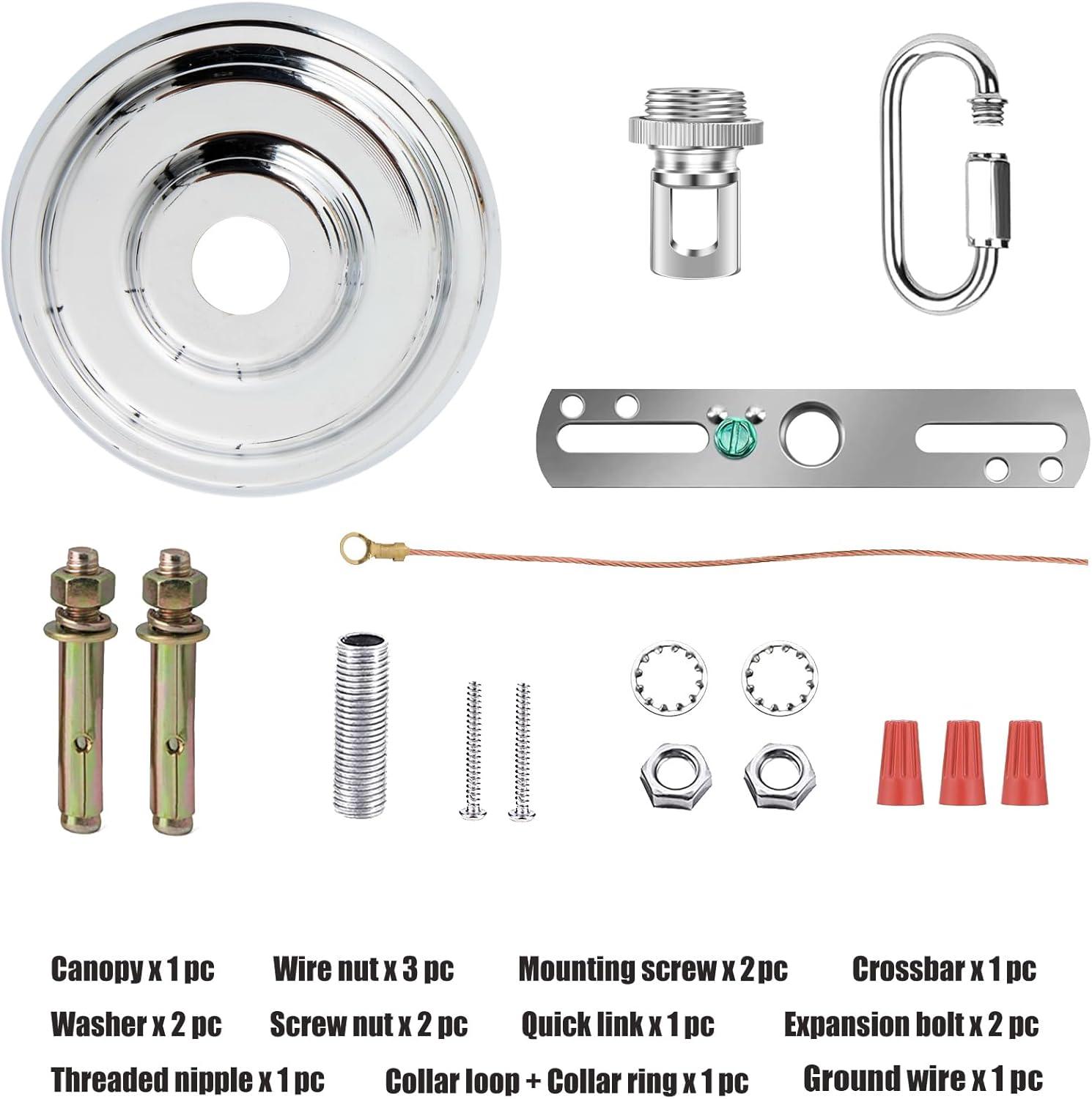 5-5/16 Inches Light Canopy Kit with Heavy Duty, Replacement Cover Plate with Mounting Hardware for Chandelier, Pendant Light, Swag Light, Ceiling Fan, Flower Basket or DIY Projects (Chrome)