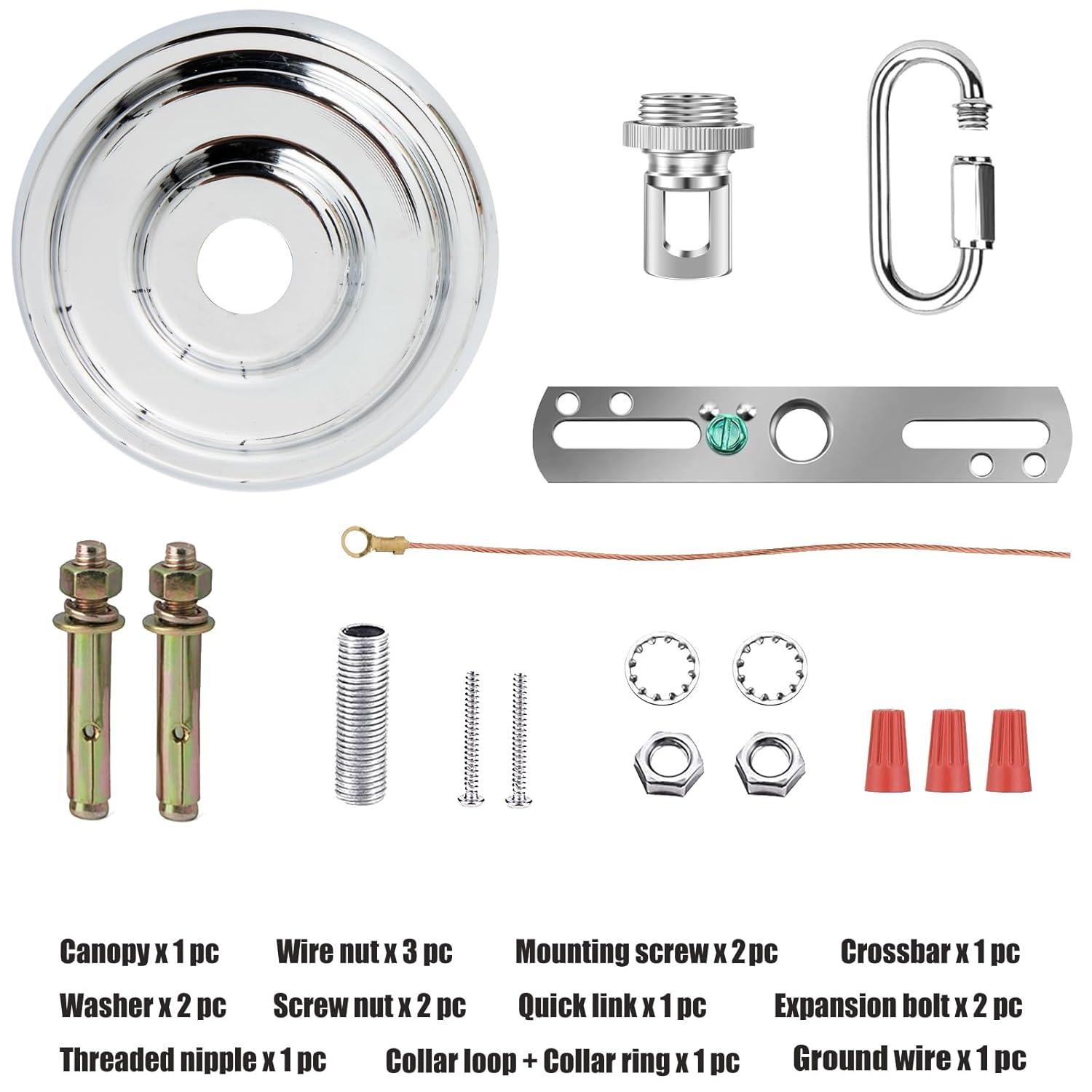5-5/16 Inches Light Canopy Kit with Heavy Duty, Replacement Cover Plate with Mounting Hardware for Chandelier, Pendant Light, Swag Light, Ceiling Fan, Flower Basket or DIY Projects (Chrome)