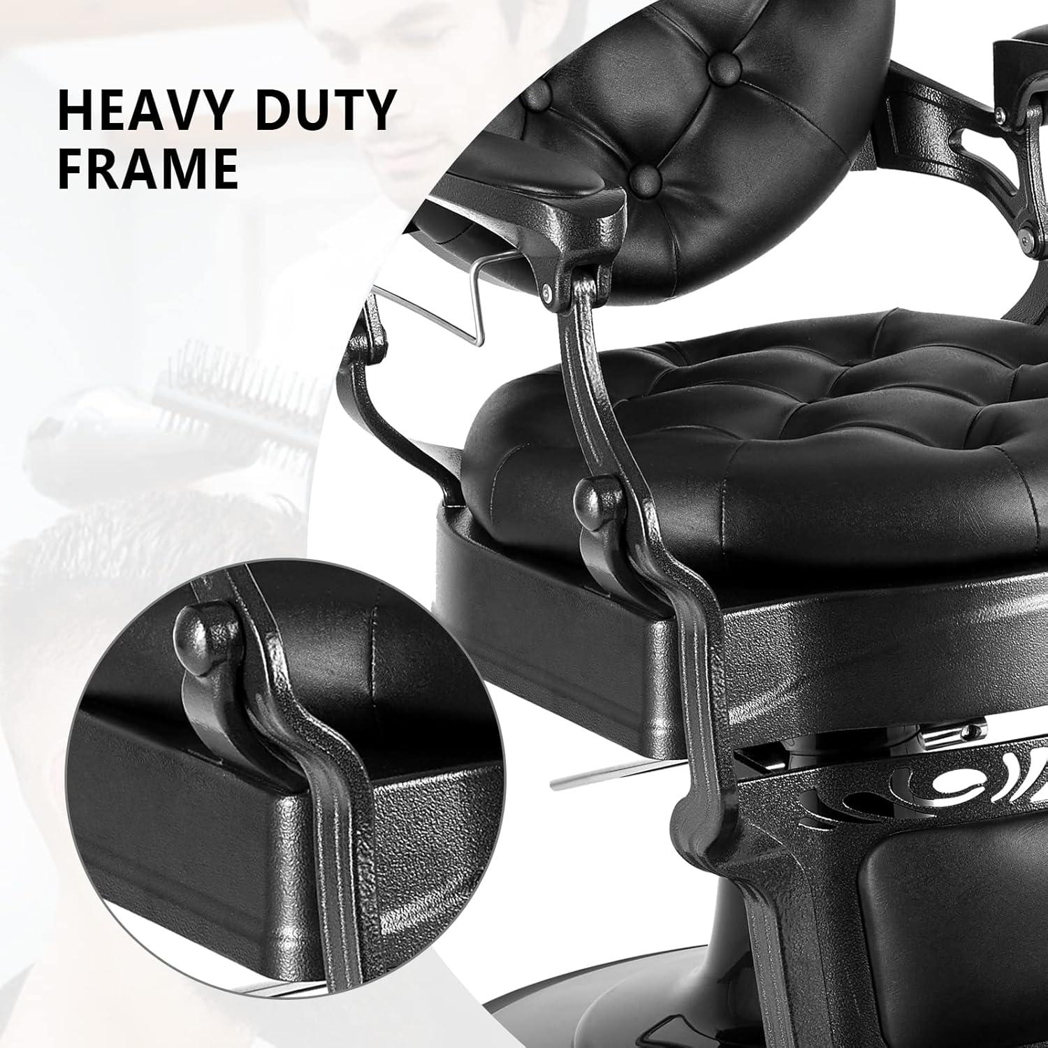OmySalon Vintage Barber Chair All Purpose Heavy Duty, Hydraulic Recline Salon Beauty Styling Chair Retro, 360 Degree Swivel for Hair Stylist Tattoo