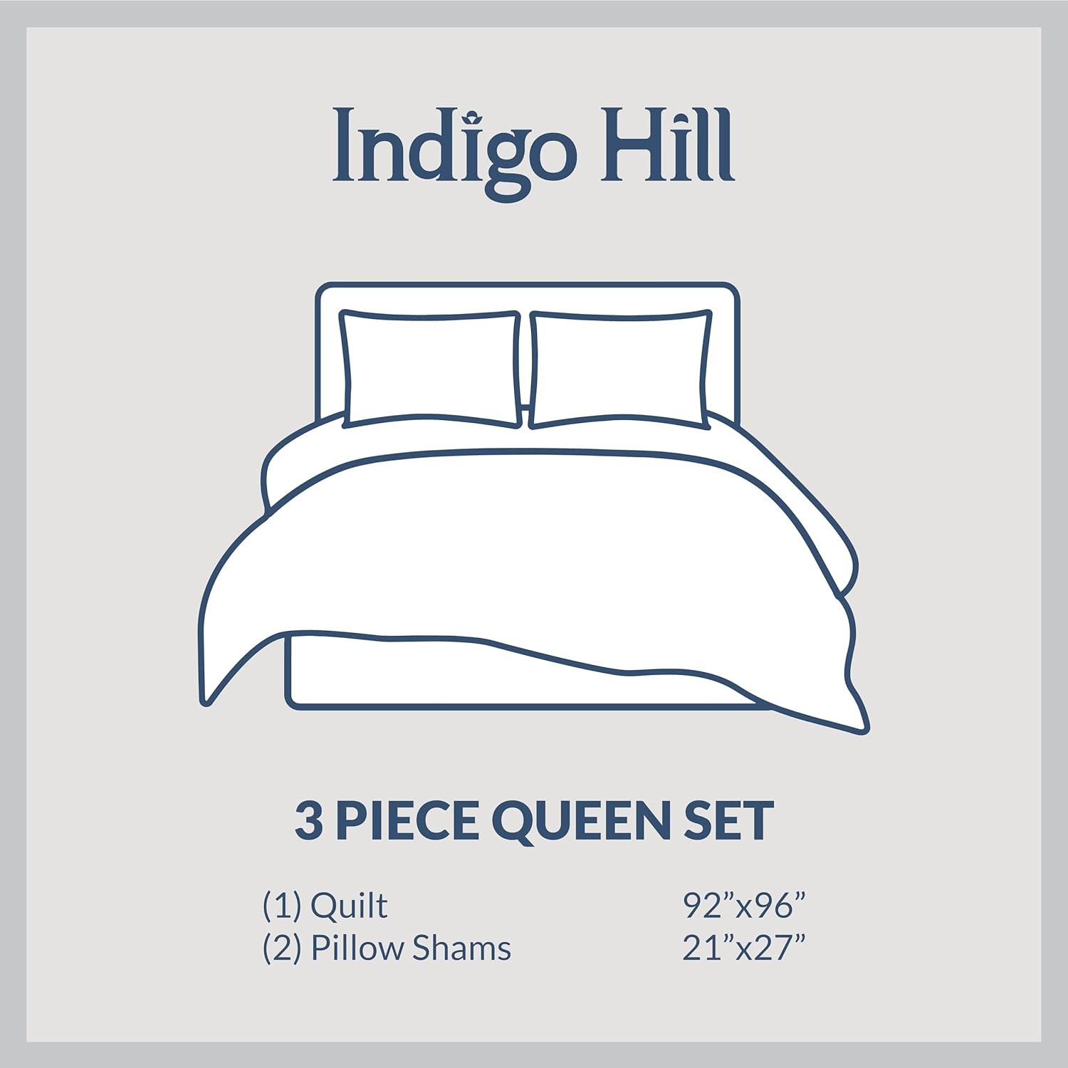 Indigo Hill Cotton Comfort 3 Piece Quilt Set with Pillow Shams, Gauze Blanket Classic Modern Bedding, Prairie Tan, Full Queen