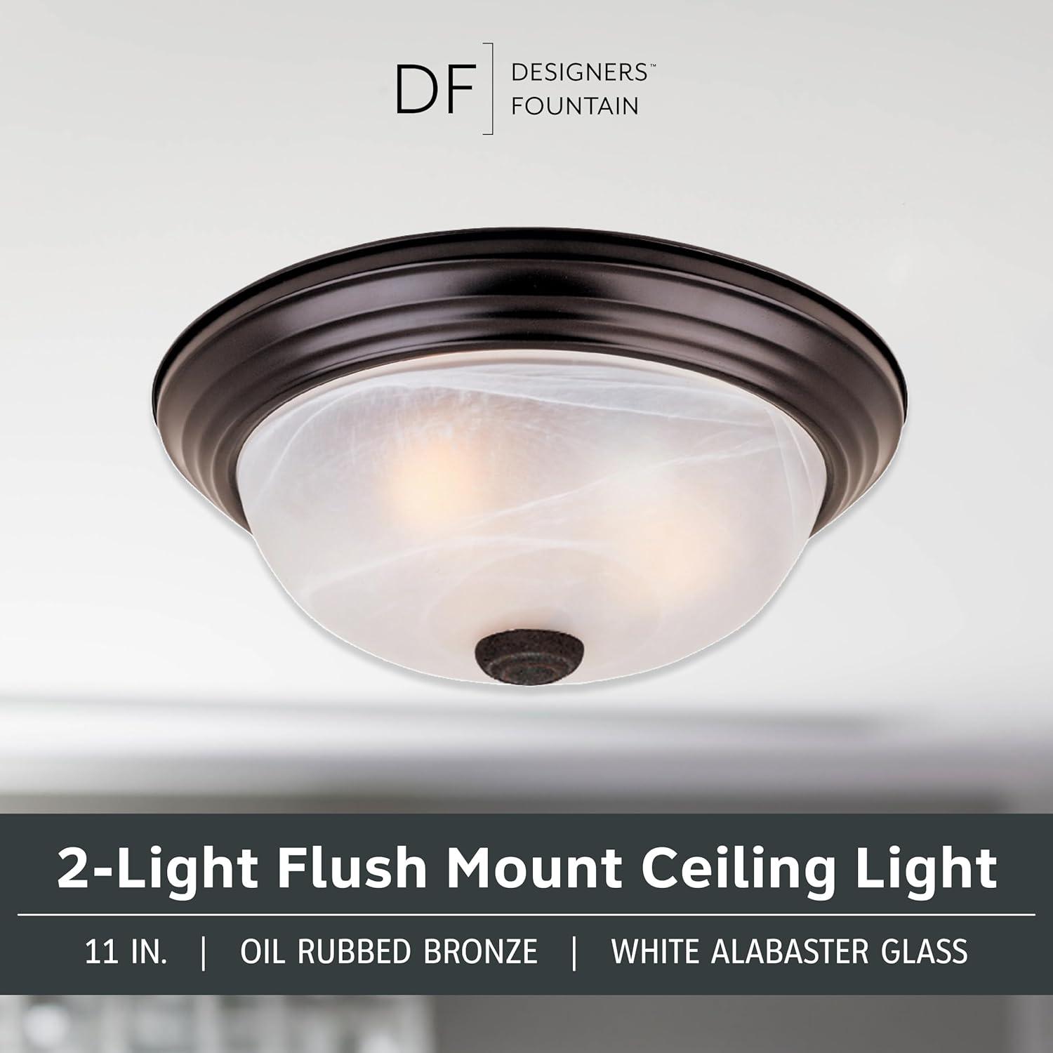 Designers Fountain 11 inch Small 2-Light Oil Rubbed Bronze Flush Mount Ceiling Light, 1257S-ORB-AL