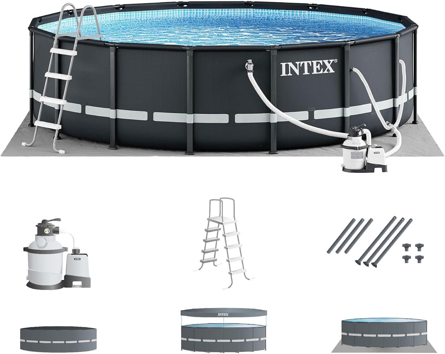 Intex 16ft X 48in Ultra XTR Pool Set with Sand Filter Pump, Ladder, Ground Cloth & Pool Cover