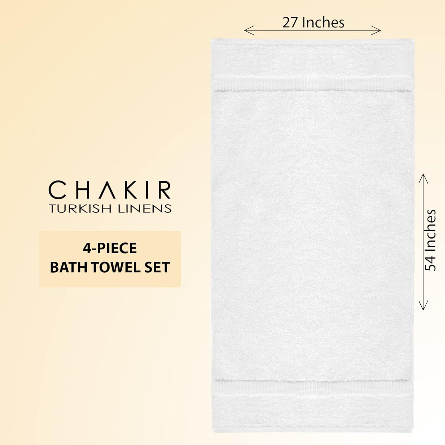 Luxury Hotel & Spa Bath Towel 100% Genuine Turkish Cotton, 27" x 54" ,Set of 4,White