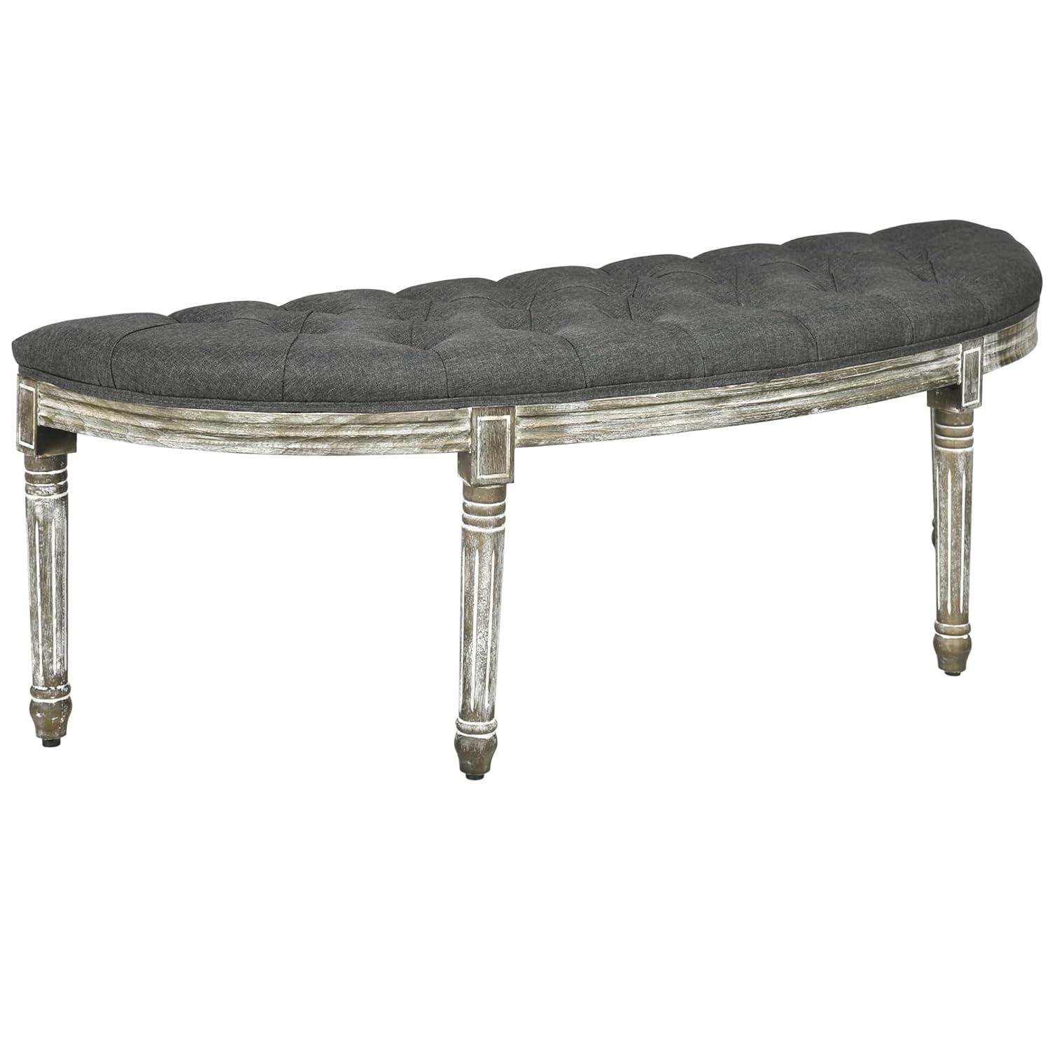 HomCom Upholstered & Tufted Bench, Grey