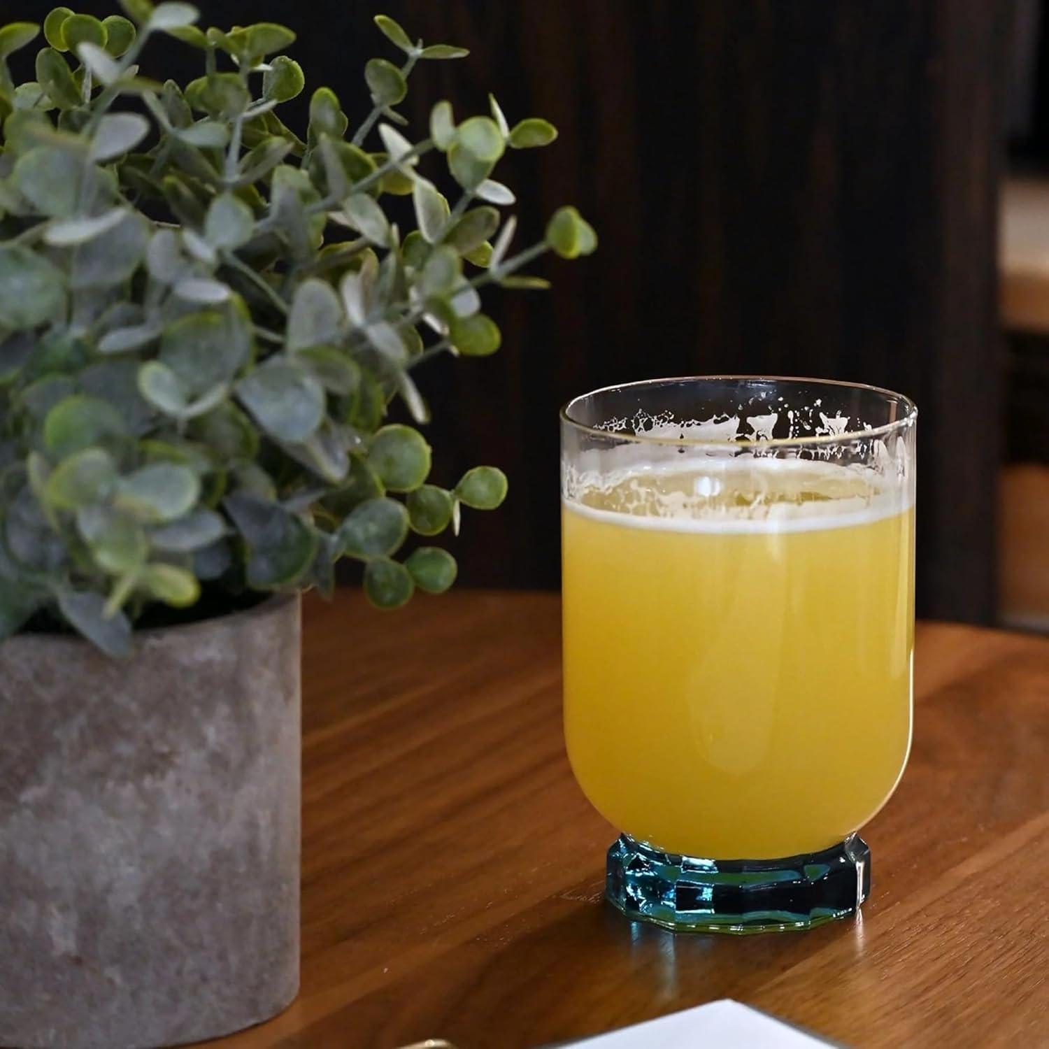 Lucent Blue Glass Double Old Fashioned Tumblers, Set of 4