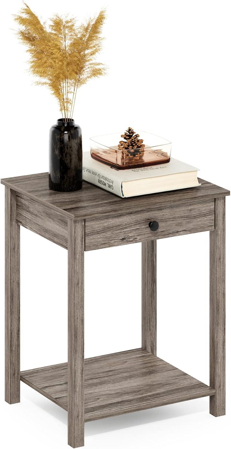 Furinno Classic Side Table with Drawer, Rustic Oak