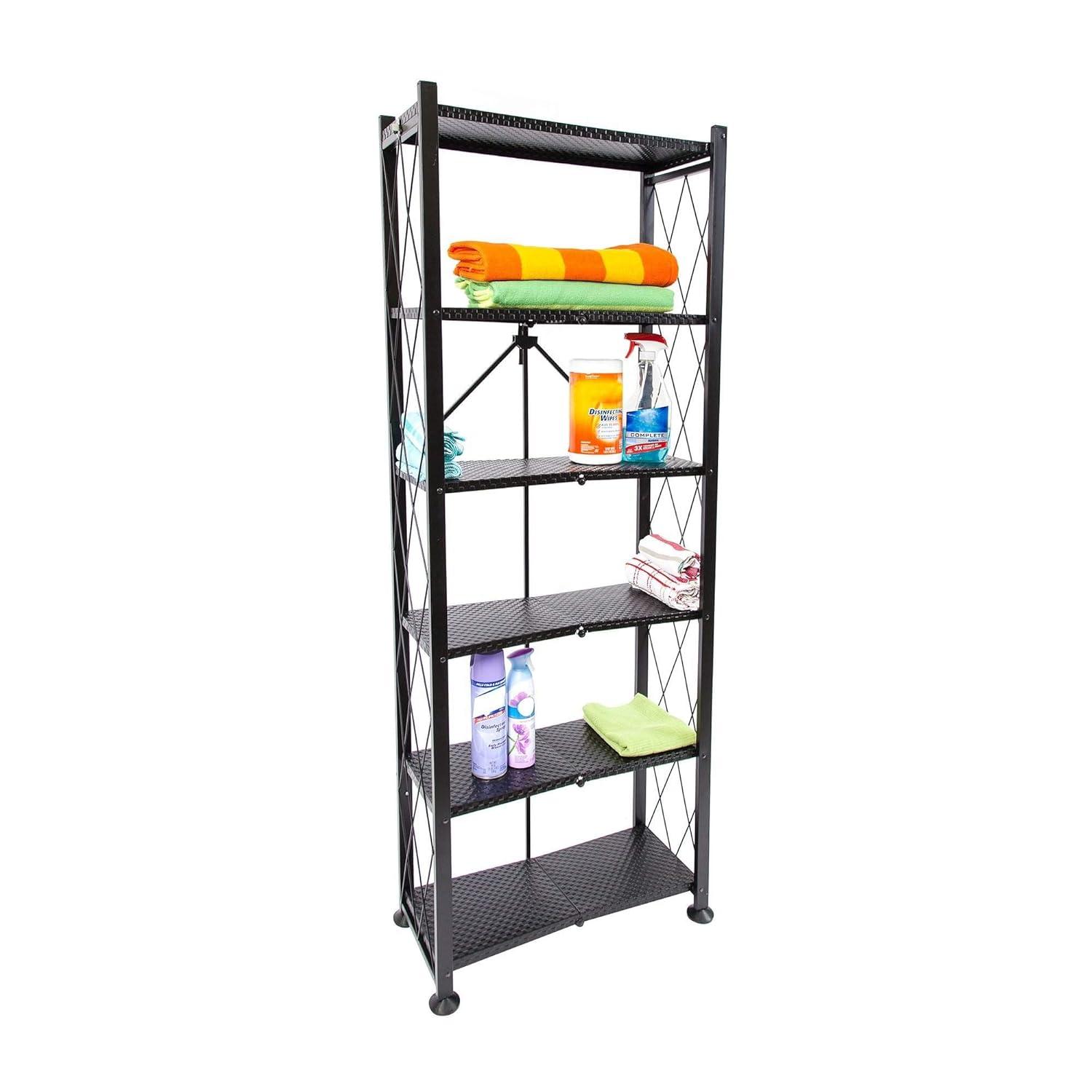 Origami Foldable 6-Shelf Classic Stamped Steel Bookcase