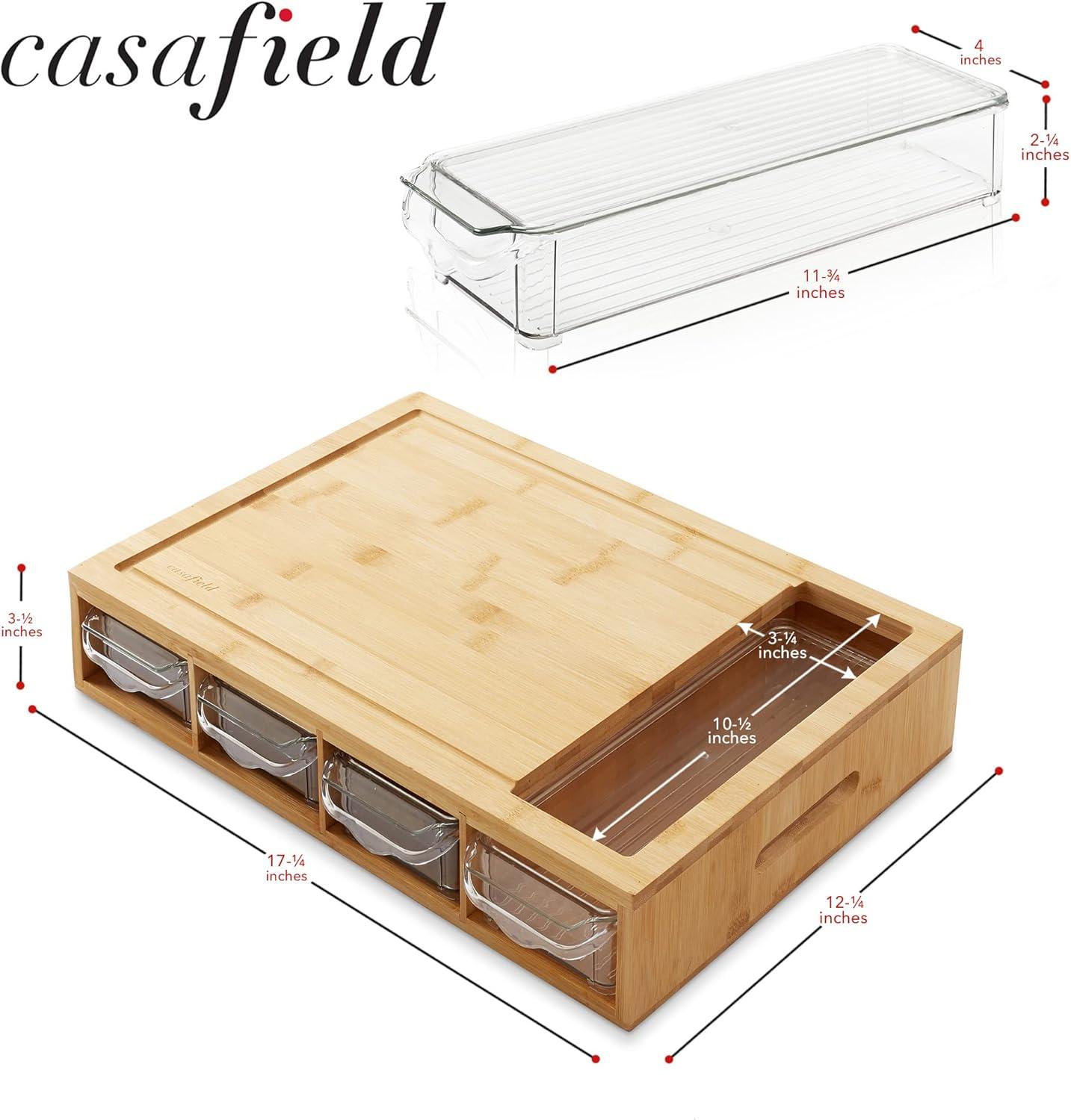 Bamboo Cutting Board Set with Storage Trays and Lids