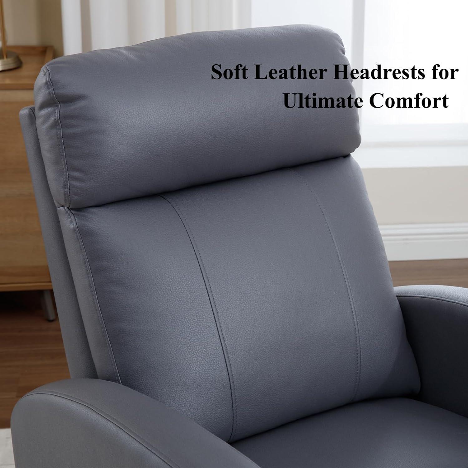 Aemeios Swivel Faux Leather Rocker Glider Power Rocking Recliner with USB and Type-C Ports, Gray