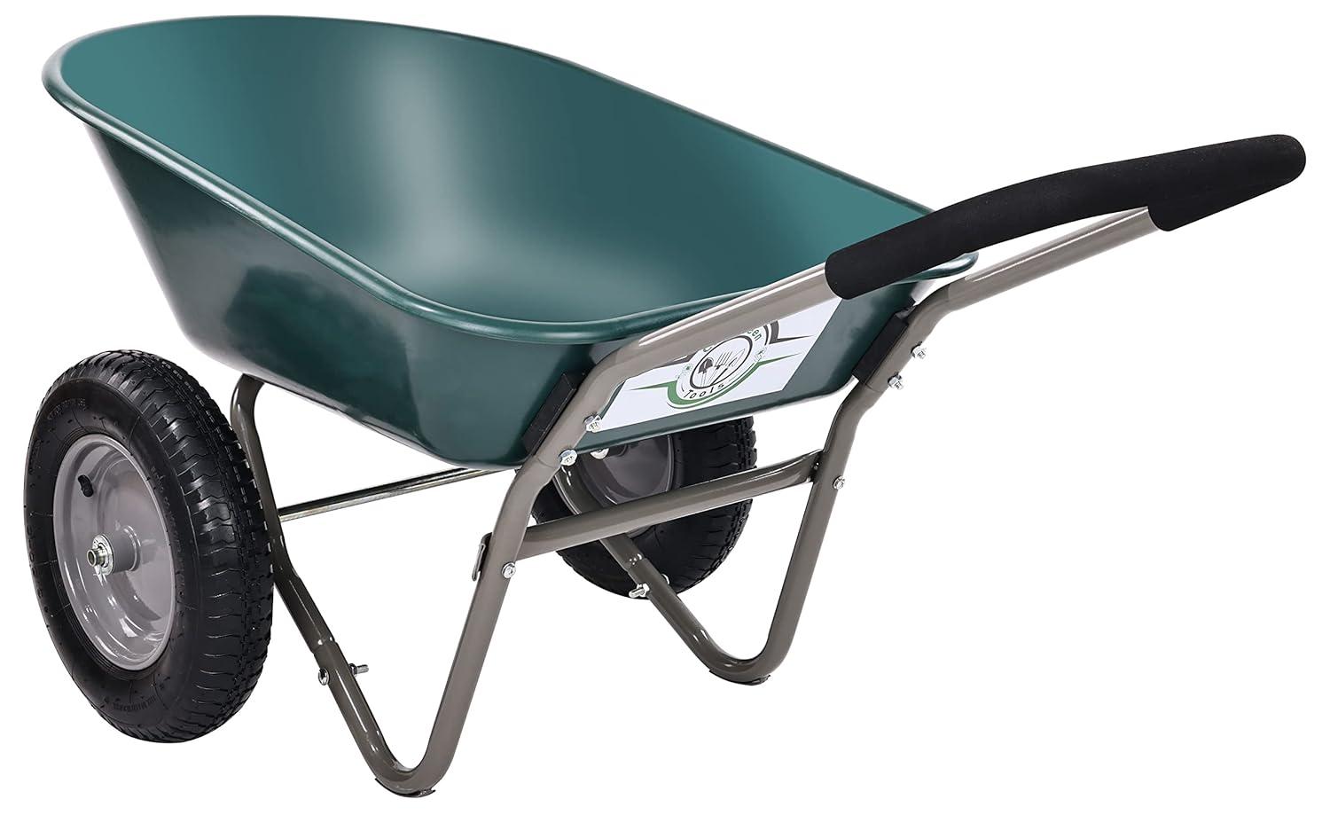 Costway 2 Tire Wheelbarrow Cart Heavy-duty Dolly Utility Cart Green