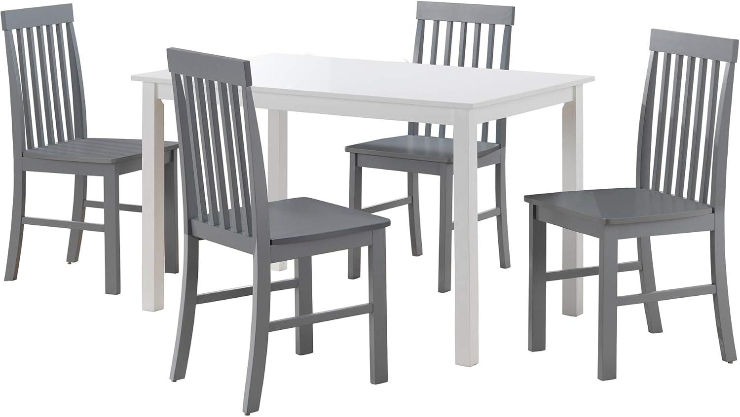 Walker Edison 5-Piece Modern Wood Dining Set in White and Gray