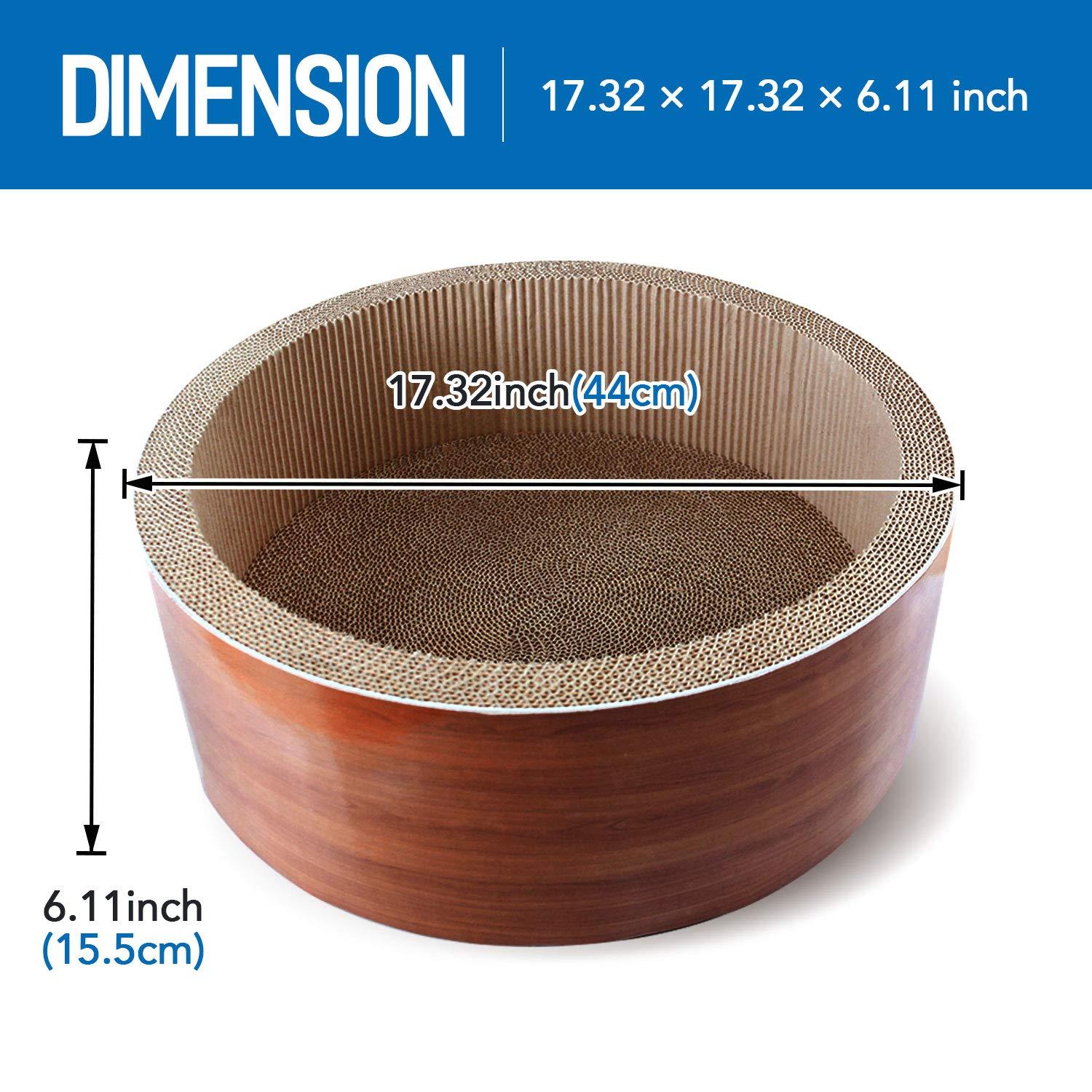 FluffyDream ScratchMe Cat Scratcher Post & Board, Round Cat Scratching Lounge Bed, Durable Pad Prevents Furniture Damage, 17.32'' x 17.32''x 6.11''