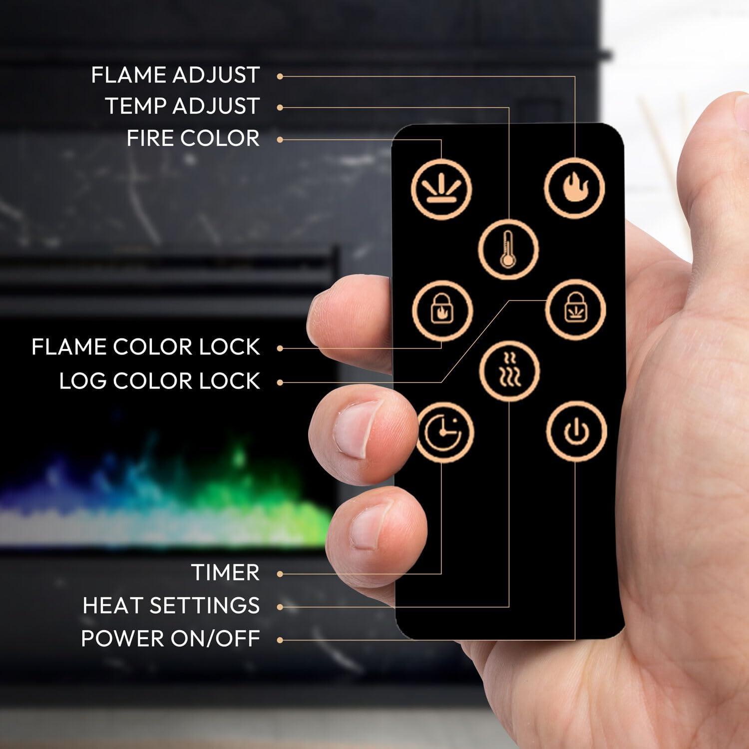 Cambridge Cambridge Sofia 53-in. Electric Fireplace Mantel in with Black Marble Inlay and Crystal Rocks