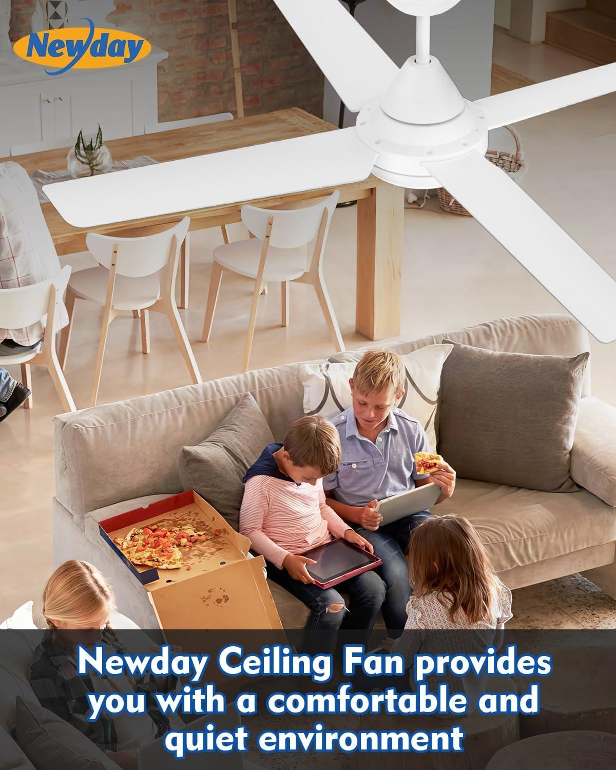 48 in. Indoor White Ceiling Fan with Integrated Dimmable LED Light Kit and Remote Control