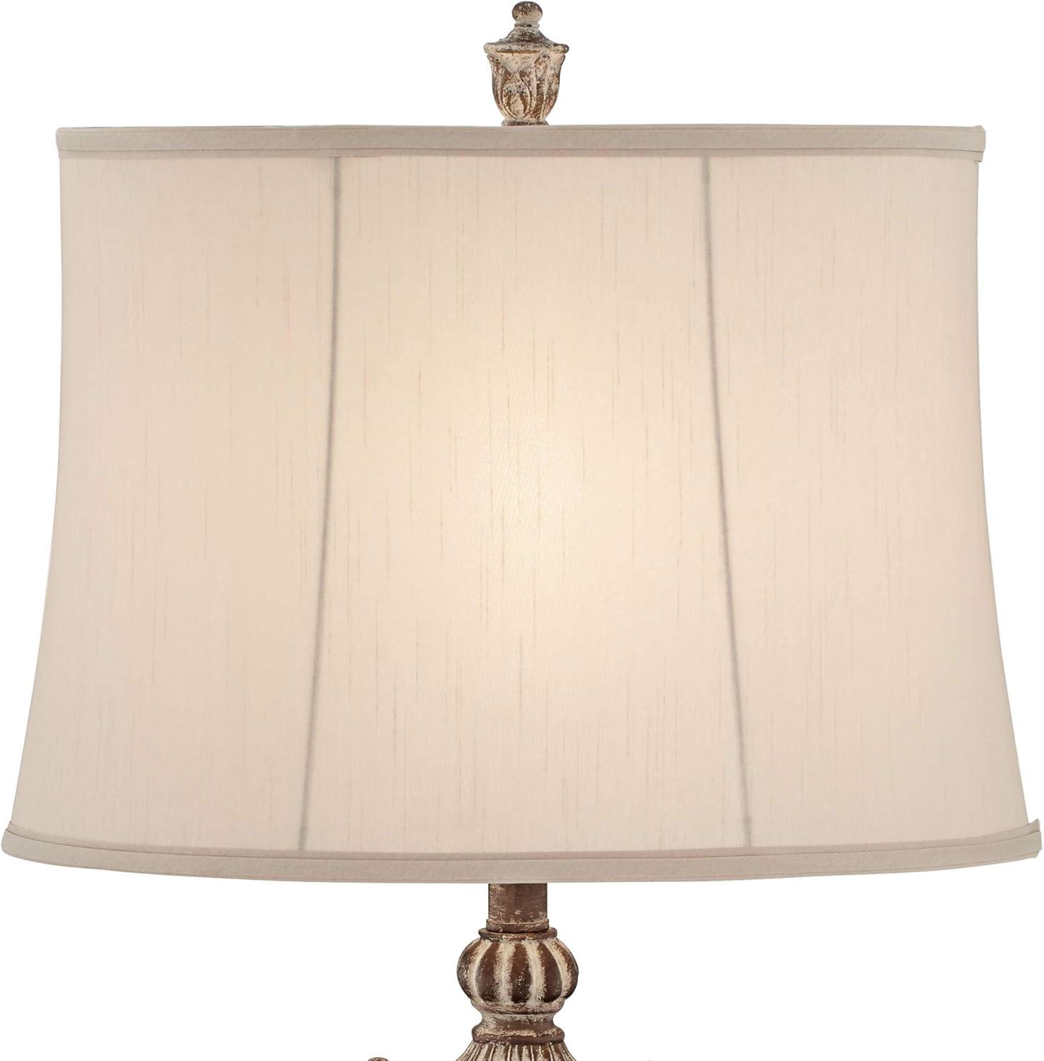 Barnes and Ivy Elle Traditional Table Lamp 33" Tall Antique Gold Florentine Off White Oval Shade for Bedroom Living Room Bedside Nightstand Office