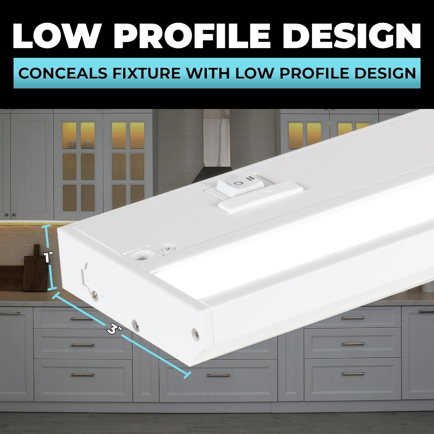 LED Under Cabinet Lighting Hardwired - Linkable Undercabinet Lights for Kitchen - 3CCT 9 Inch White Finish - Undercounter Dimmable Plug in Light or Hard Wired - Under Counter Fixture Direct Wire