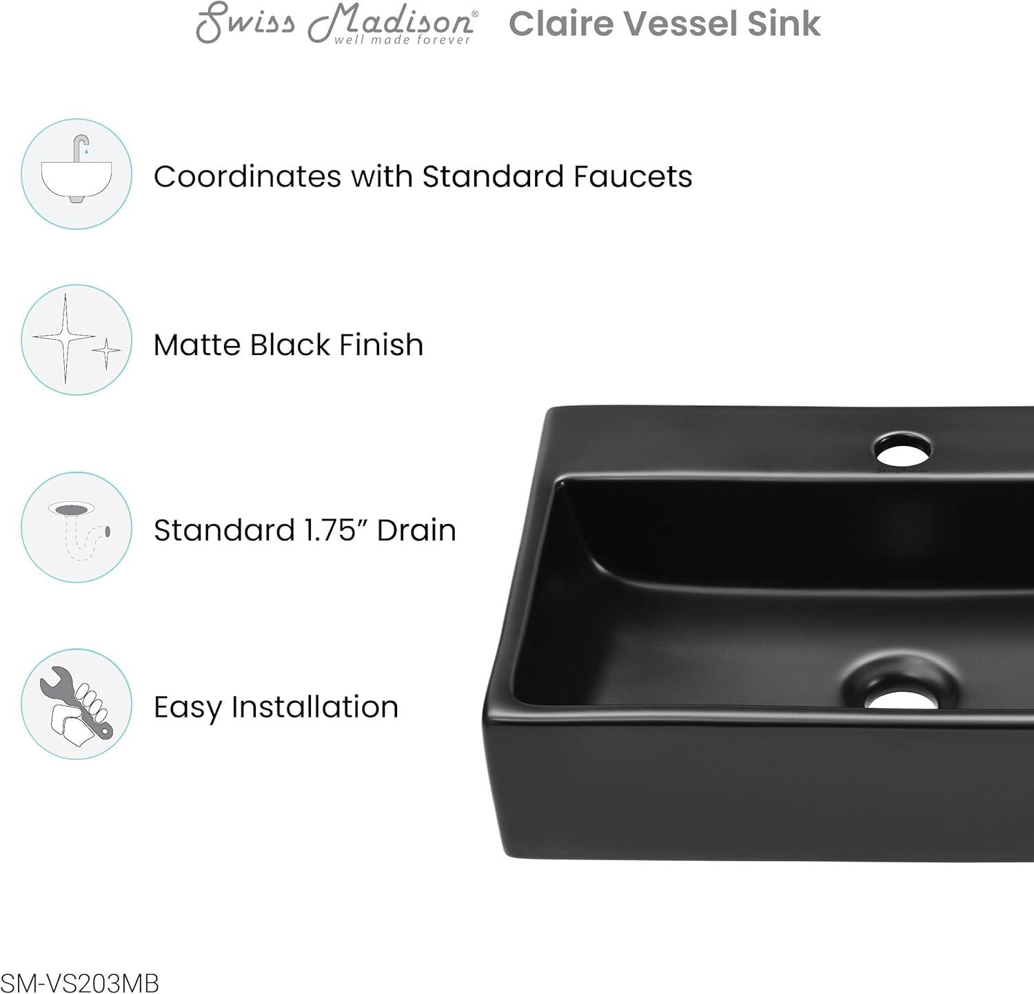 Claire 20 Rectangle Ceramic Vessel Sink