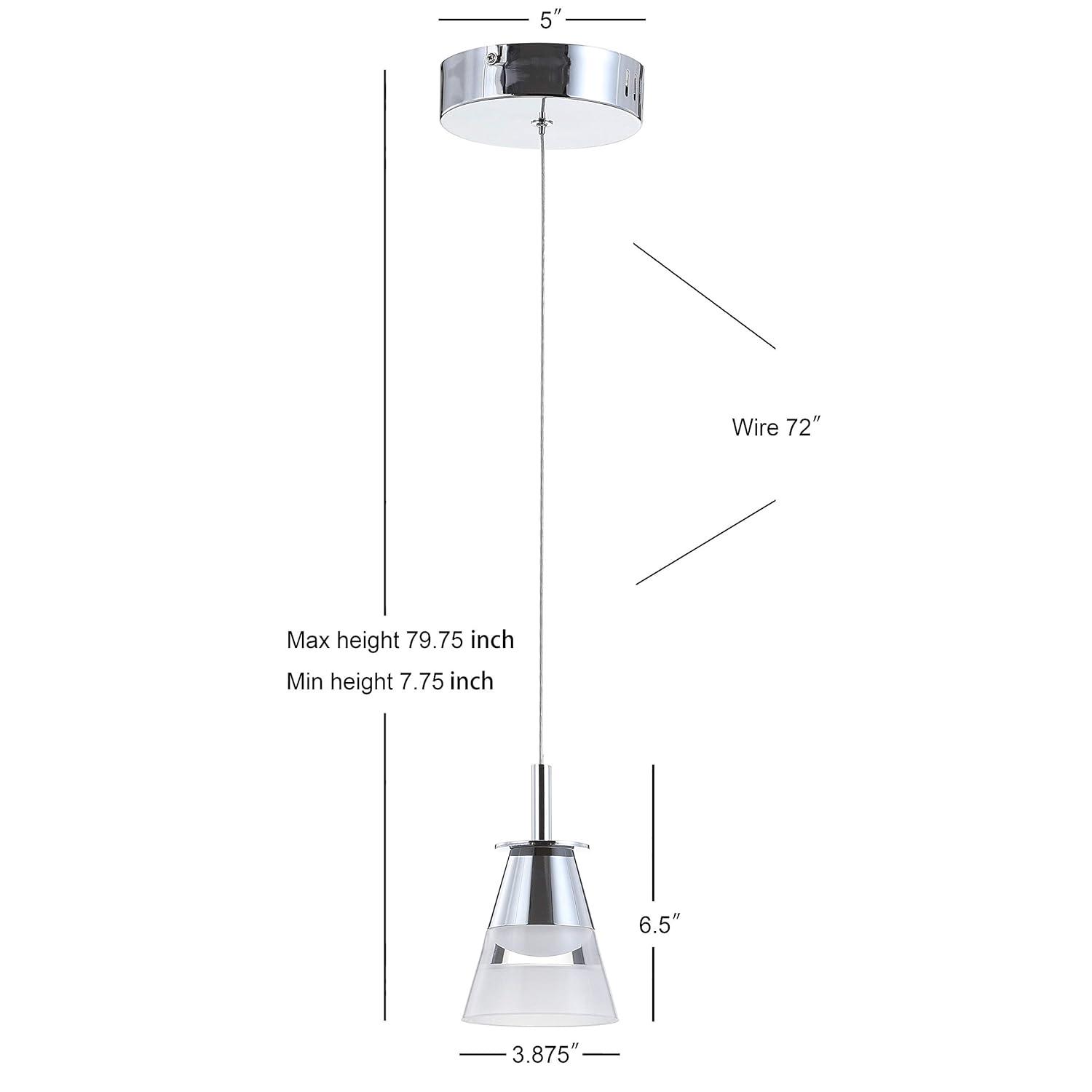 JONATHAN Y JYL7035A Alain 5" 1-Light Adjustable Metal Integrated LED Pendant Contemporary Glam Midcentury Transitional Dimmable Dining Room Living Room Kitchen Bedroom Commercial Office, Chrome/White
