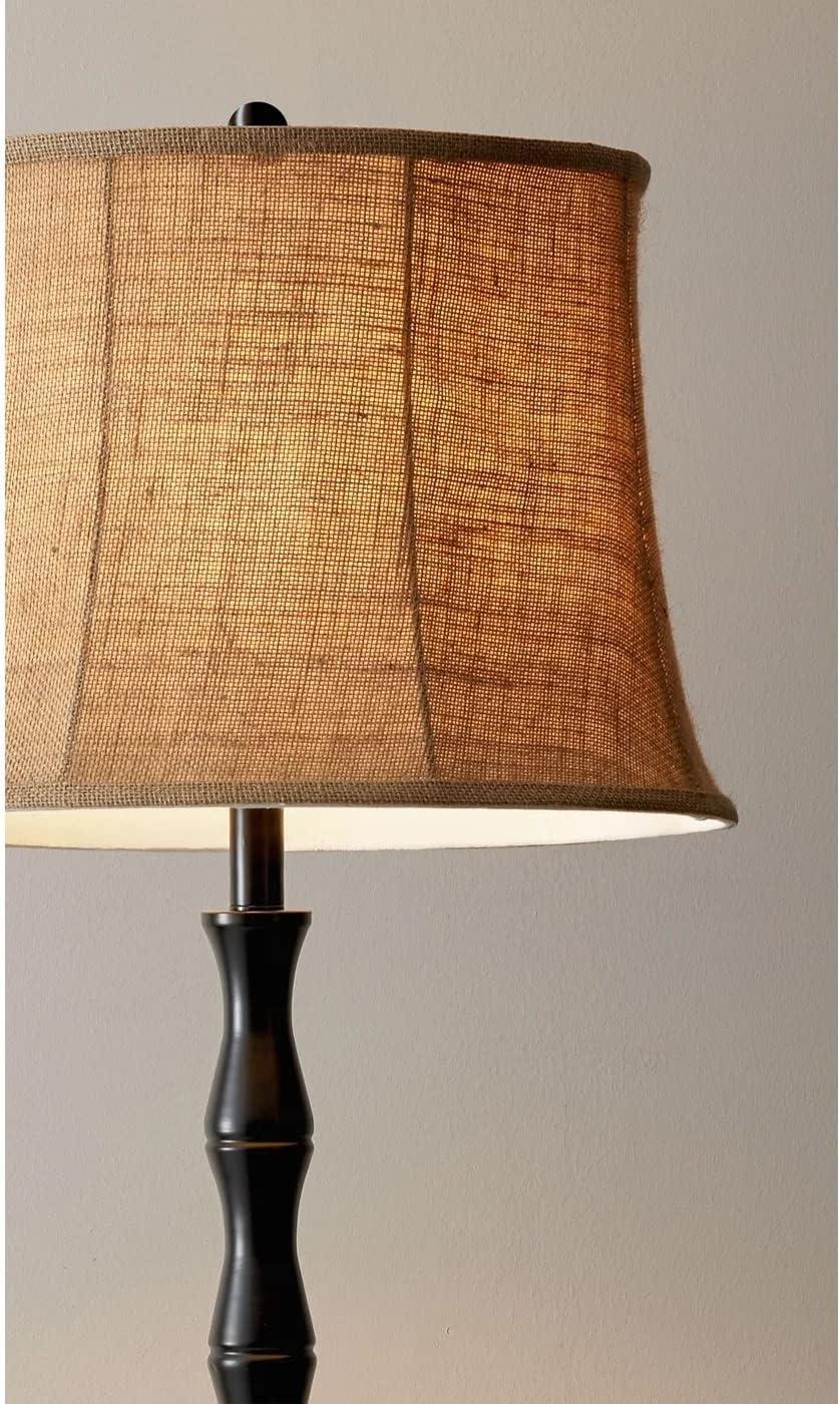 62" 3-way Stratton Floor Lamp Black - Adesso: Burlap Shade, Metal Body, UL Listed, Modern Decor