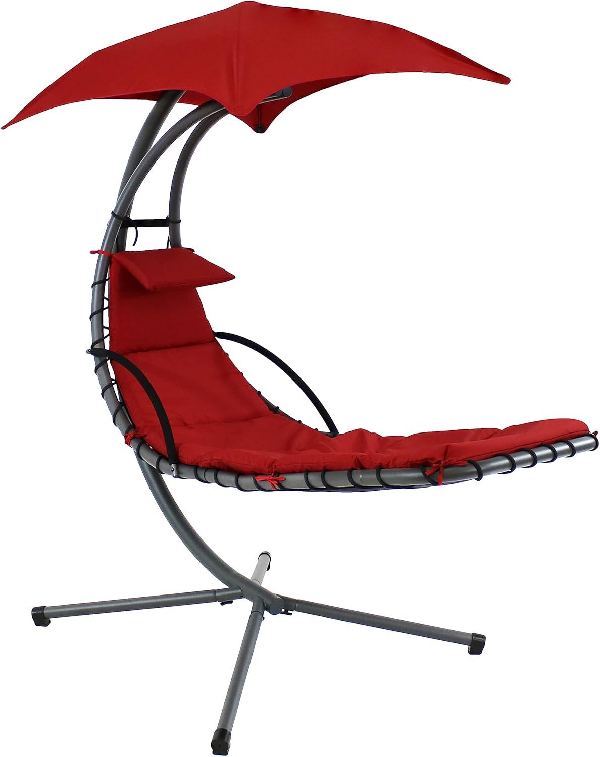 Steel Outdoor Floating Chaise Lounge Chair with Canopy with Stand