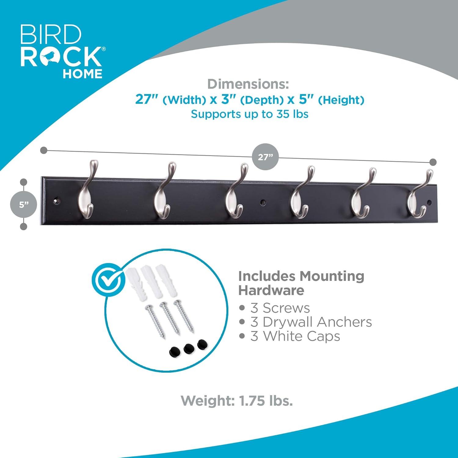 BirdRock Home Oval Hook Coat and Hat Rack - 6 Hooks