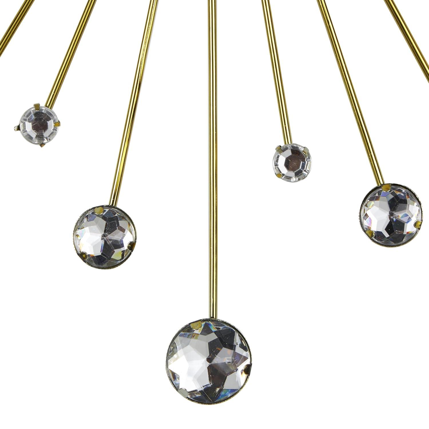 DecMode 19" Gold Metal Starburst Wall Clock with Black Accents