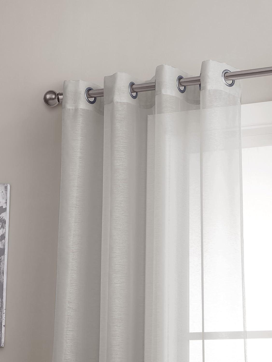 HLC.ME Semi Sheer Voile Light Filtering Transparent Window Curtain Grommet Panels - Set of 2 - Silver, 54 W x 84 L