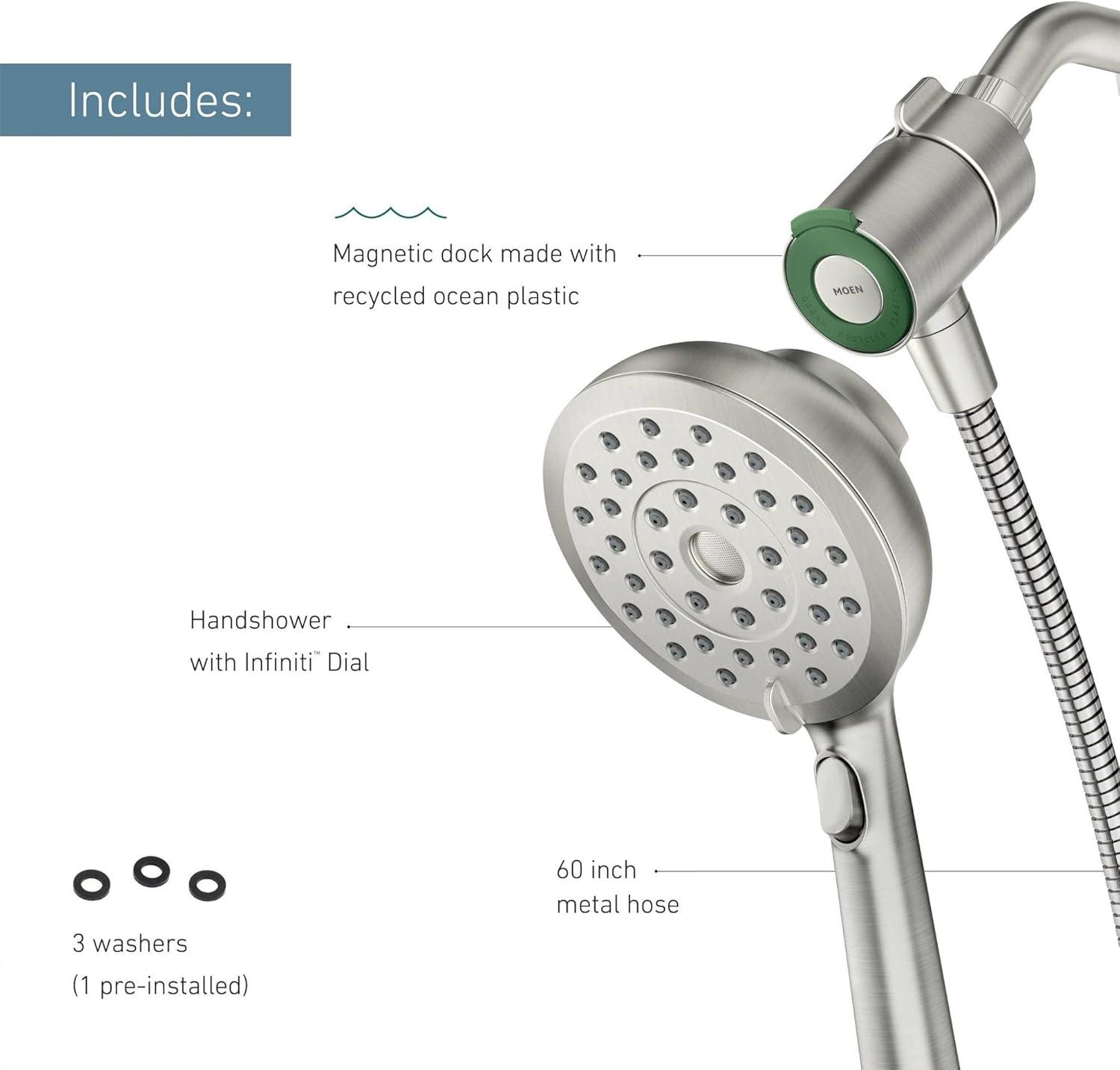 Verso Brushed Nickel Handheld Shower with Magnetix Docking