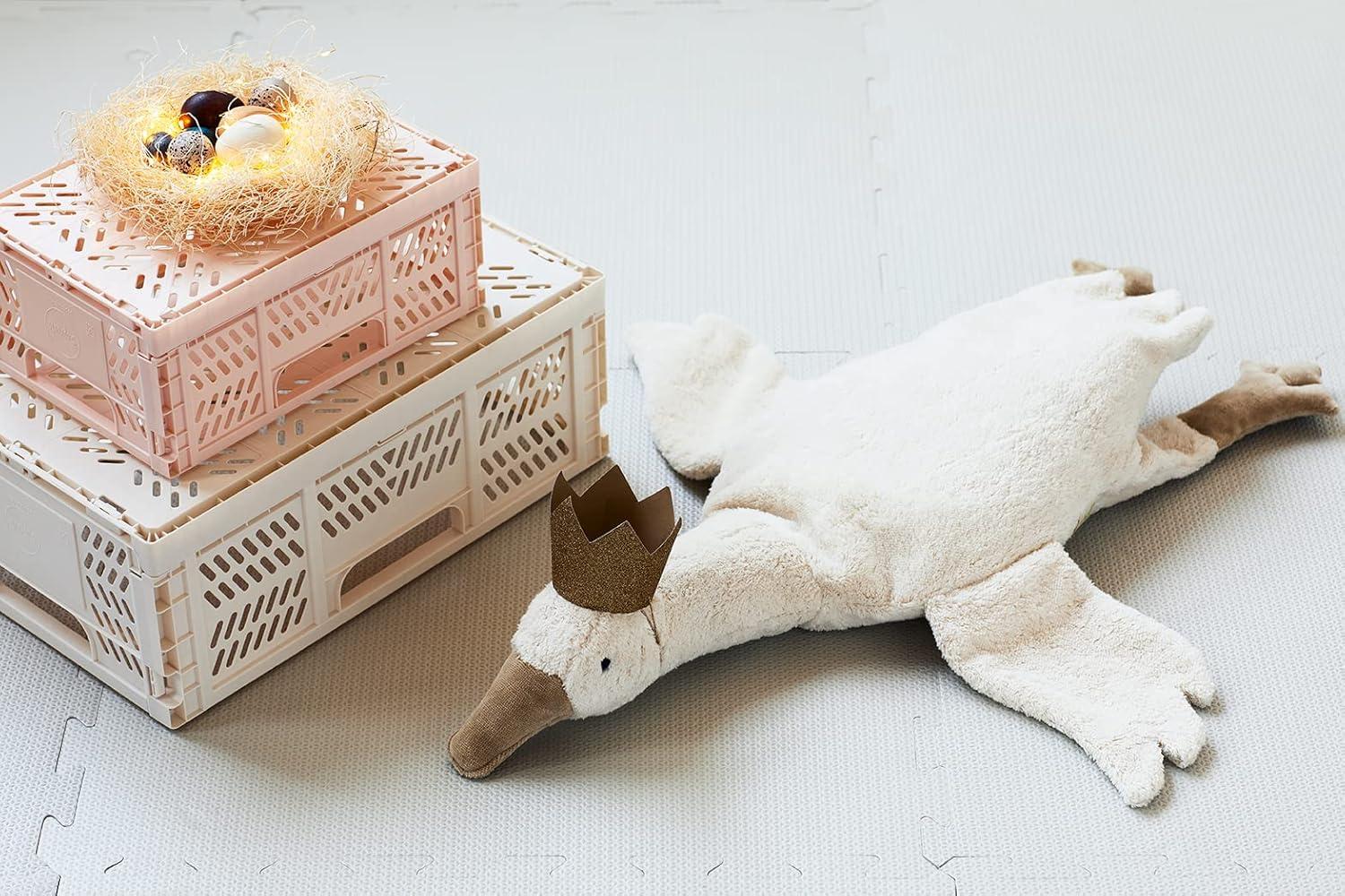 3 Sprouts Rectangular Recycled Plastic Foldable Crate (Large Size) - Cream