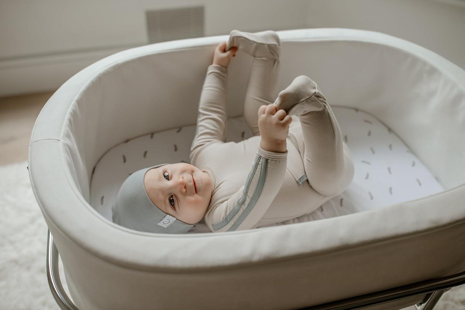 Ely’s & Co. Bassinet Sheets, Baby Boy/Girl Fitted Bassinet Mattress Sheet Set - 2 Pack, 100% Jersey Knit Cotton, fits Oval, Hourglass and Rectangle Mattress, Forest Grey Floral, 32”x16”x3”