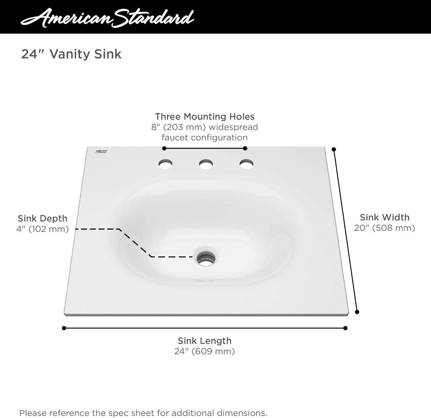 American Standard Studio S 20'' White Vitreous China Rectangular Bathroom Sink with Overflow